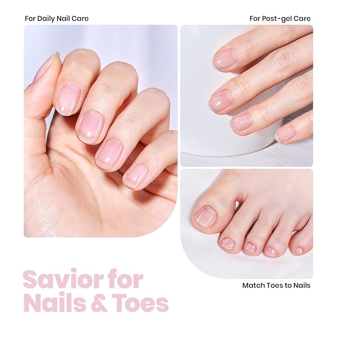 Beetles Nail Strengthener - Clear Pink Nail Concealer Fast Air Dry Clear Air Dry Nail Growth for Damaged Uneven Nails Fingernail Polish for Pink Bliss Nail Art Manicure Salon Quality