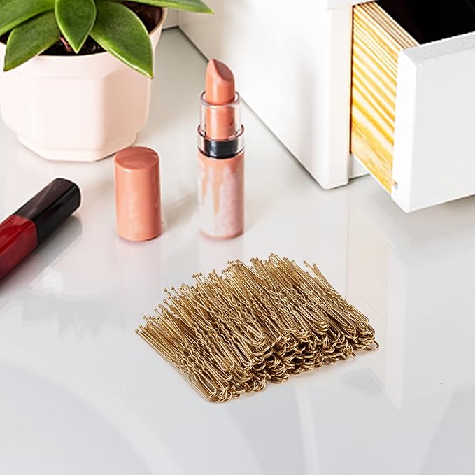 U Shape Bobby Pins in Case - 200pcs Gold Hair Pins Clips Bulk for Women - 2.4" Large Strong Hold Bun Pins for Thick/Curly/Straight Hair - Hair Accessories for Styling, Updos, Wedding, Daily Use