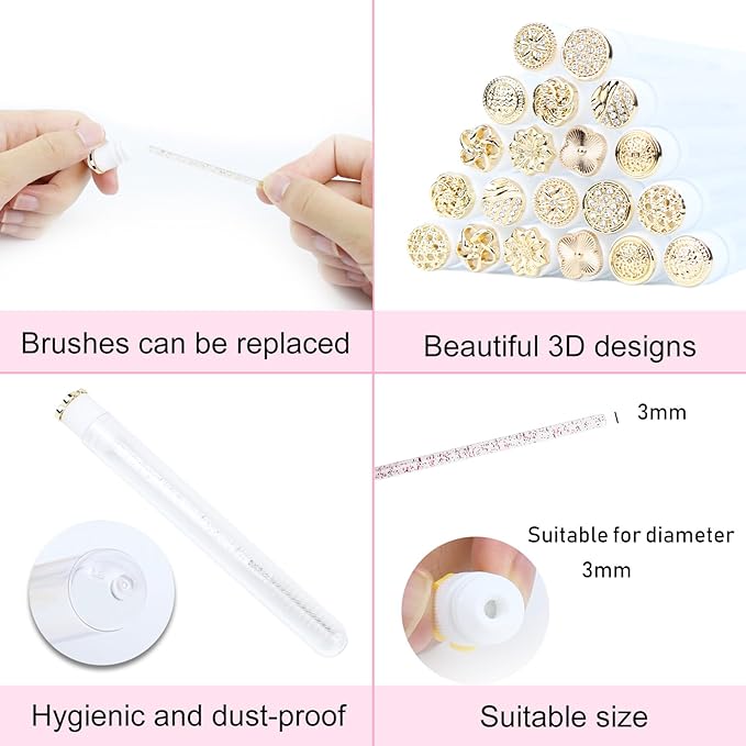 20pcs Mascara Wands Tube Reusable Lash Spoolies Eyelash Brush Tubes Spoolies Golden Metal Lash Extension Brushes Applicators Makeup Tools (Golden Metal-3-MIX)