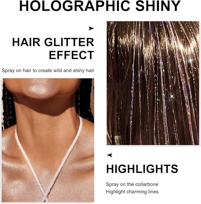 Hair and Body Glitter Spray, 1PC Glitter Hairspray Dry Powder Makeup for Clothes, Festival Rave Prom Loose Sparkle Powder,Holographic Ultra Fine Resin Glitters for Crafts (1PC Blue)
