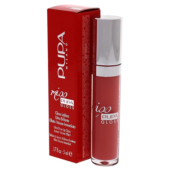 Pupa Milano Miss Milano Lip Gloss - Shiny, Smooth, Plump - Soft, Innovative Gel Texture - Glides Smoothly On Lips - For A Moisturizing And Volume Enhancing Effect - 302 Ingenious Pink - 0.17 OZ