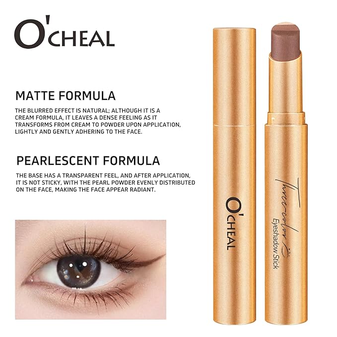 O'CHEAL 4PCS 3 Color Gradient Eyeshadow Stick Matte Shimmer Waterproof Long-lasting Crease-proof & easy to apply, suitable for dailymakeup touch-ups，Eye shadow pen set for Make Up
