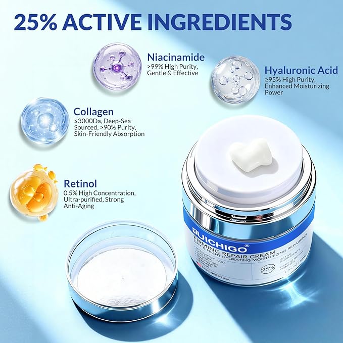Face & Neck Firming Cream - Ceramide Moisturizer for Women - Anti Aging Formula for Tightening and Lifting with Retinol,Collagen,Hyaluronic Acid - Day & Night Cream for Sensitive & Mature Skin, 1.7 OZ