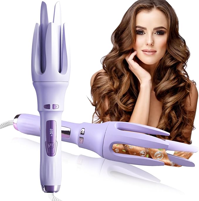 TGTNG® Automatic Hair Curler,Automatic Curling Iron with 4 Temperatures,Dual Voltage Rotating Curling Iron with 1 1/4 inch Fast Heating and Auto Shut-Off for Professional Hair Styling