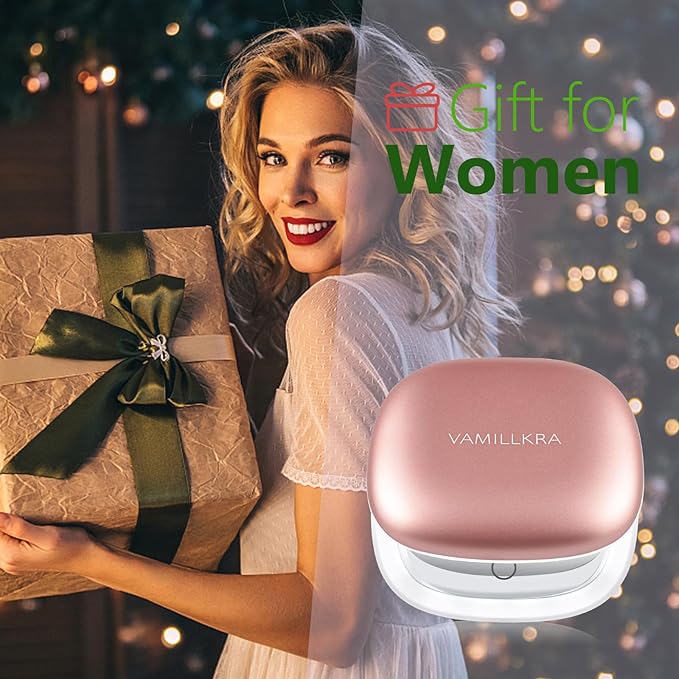 Travel Mirror with Light, 1X/7X Magnifying Mirror, 4 Inch LED Lighted Rechargeable Compact Makeup Mirror, 3 Colors Dimmable Light Up Portable Pocket Mirror for Handbag (Rose Gold 7X)
