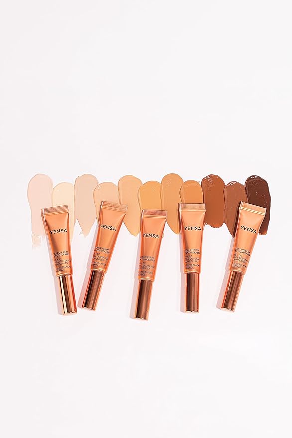 YENSA Skin On Skin BB + CC Full Coverage Concealer - Color Correcting Serum Concealer - Creaseless & Brightening Formula with Hyaluronic Acid & Superfood Complex - Tan Warm (0.34 Fl oz)