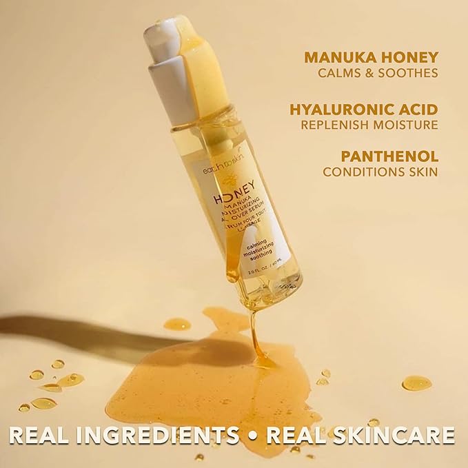 Earth To Skin Honey Manuka All Over Serum – Hydrating Serum for Face, Neck & Eye Area with Hyaluronic Acid & Panthenol – 2.0 fl oz