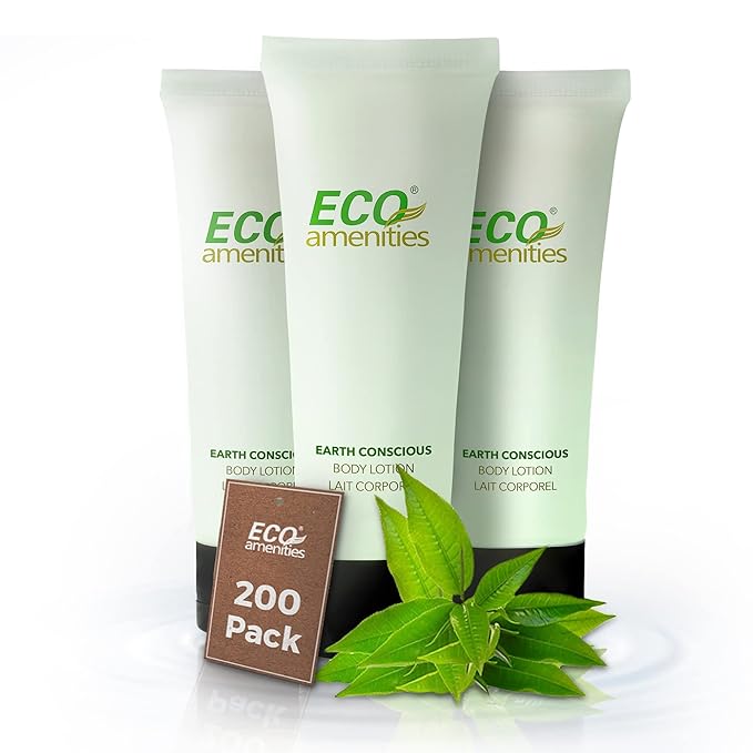 ECO amenities Travel Lotion Bulk - 200-Pack - 1 fl oz (30 ml) Tubes - Hydrating Green Tea Scented Body & Hand Lotion - Travel Toiletries