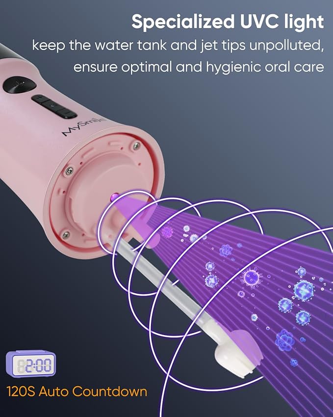 MySmile LP233 Pro Electric Water Flosser Lightning Silver and LP221 Cordless Water Flosser Juicy Pink Combo