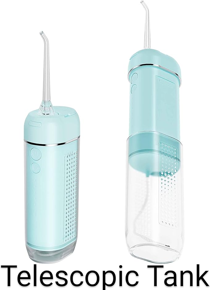 Powerful Portable Cordless Water Dental Flosser: Rechargeable [2000 mAh Li-ion] Mini Oral Irrigator Travel & Home Machine Cleaner Large Vol Telescopic Tank 5 Modes IPX7 Waterproof Electric Teeth Pick