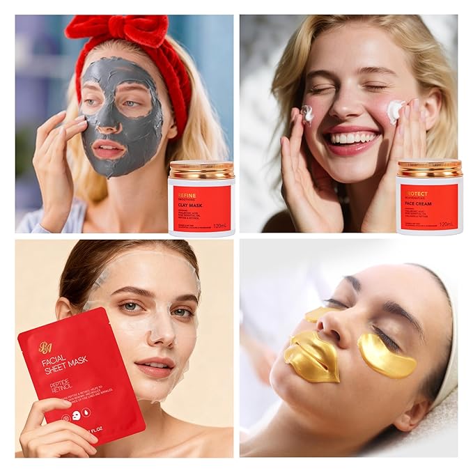 Valentines Day Gifts for Women, Red Rose 32 Pcs Facial Skin Care Set, Bath and Body Gifts, Spa Set & Self-Care Kit, Lip Gloss, Face Sheet Mask, Serum, Present, Birthday, Christmas, Mother Day