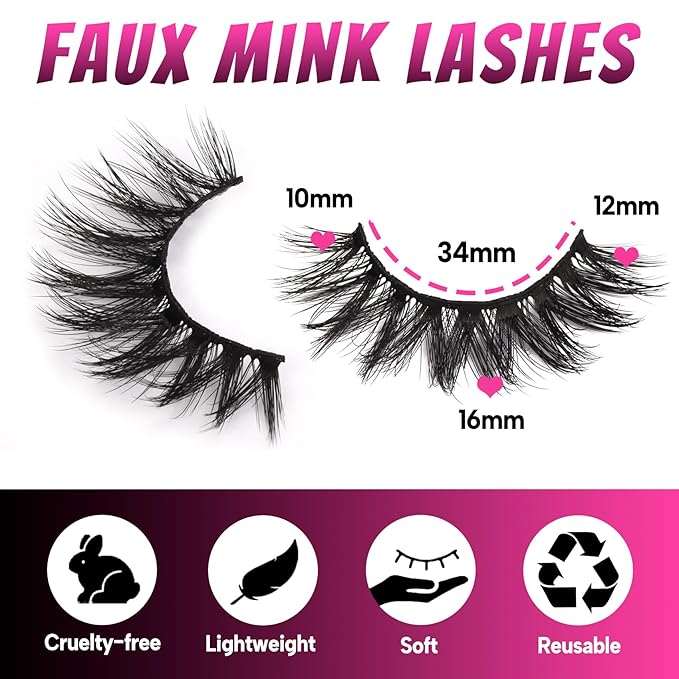 Veleasha Lashes 10 Pairs Natural Fluffy False Eyelashes Soft Wispy Lashes 3D Faux Mink Lashes Pack (V06)