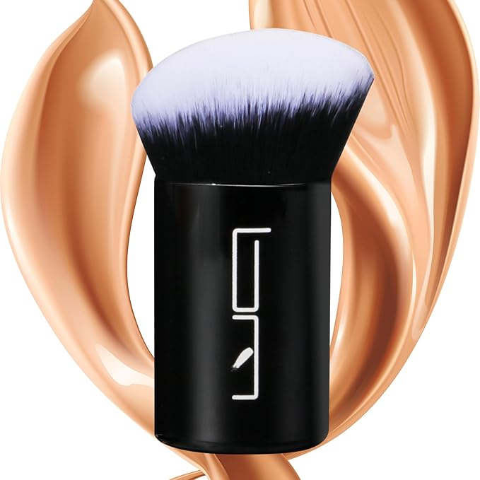Brush Master Angled Foundation Makeup Brush, Kabuki Brush For Powder, Blush, Bronzer, Concealer, Portable Brush Cover, Perfect for Travel