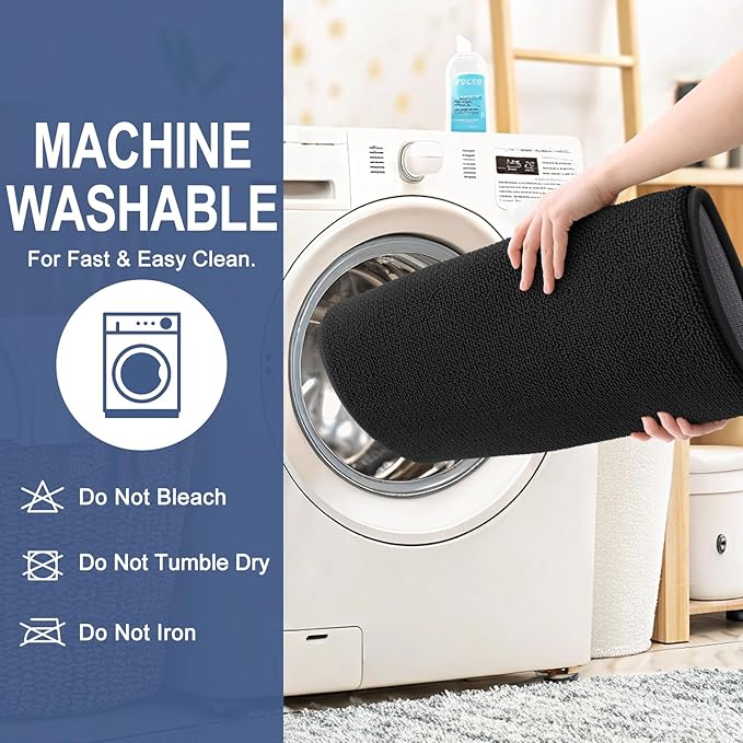 OLANLY Toilet Rugs U-Shaped 24x20, Extra Soft Absorbent Thick Memory Foam Contour Bathroom Rugs, Dry Quickly, Machine Washable, Non-Slip Toilet Bath Mat, Home Decor Accessories, Black