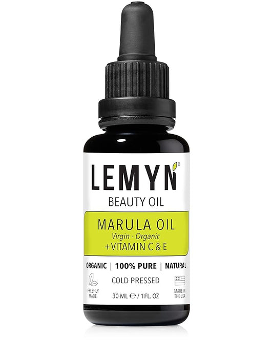 Lemyn Organics Virgin Marula Face Oil | Supercharged with Vitamin C & E | Freshly Made | Intense Hydration & Radiance Boost | Anti-Aging Skin Care and Face Moisturizer | Organic – Vegan – Cruelty-Free