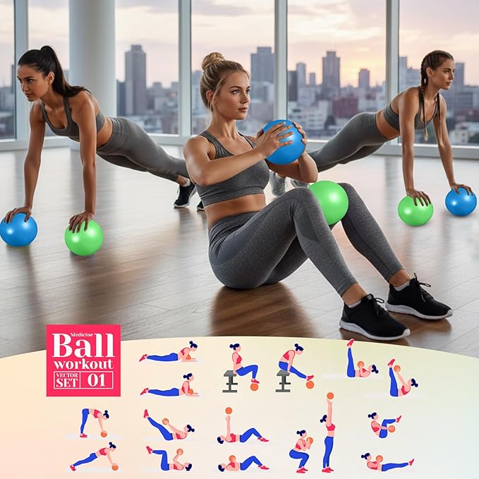 Aoriher 10 Pcs Small Exercise Pilates Ball 9 Inch Mini Yoga Balls Anti Burst and Slip for Stability, Fitness, Physical Therapy, Stretching & Core Strength Workout at Home Gym Office