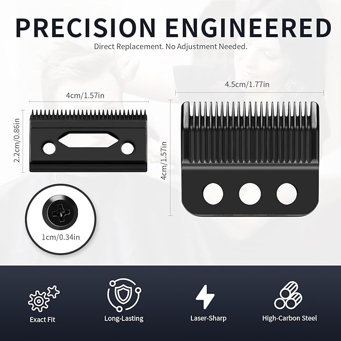 Professional 3 Hole Standard Clipper Replacement Blade Compatible with Wahl De*igner, Se*ior, Cordless De*igner, and Pilot clippers (Black) (2 Pack)