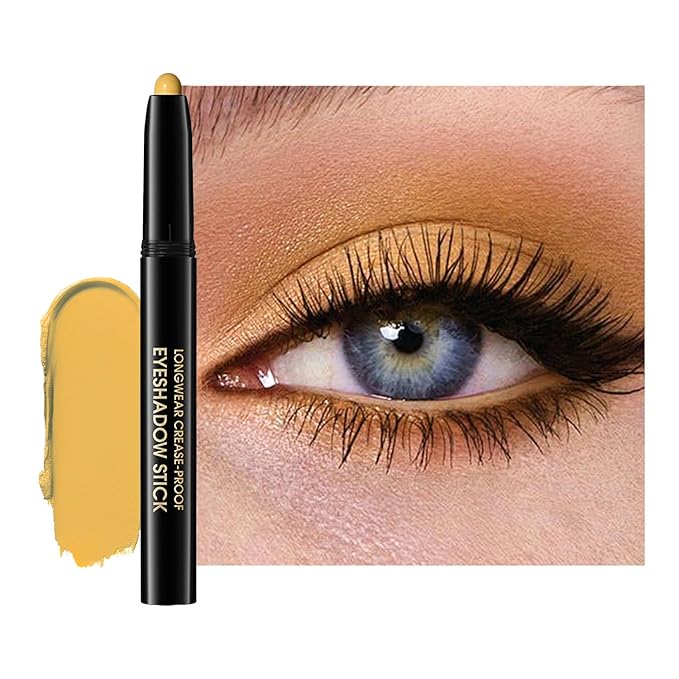 Chifure Eyeshadow Stick, Shimmer and Matte Cream Eye Shadow Brightener Sticks Eyeliner Pencil Crayon, Waterproof Long Lasting Eye Highlighter Stick Makeup,0.056 Oz(#7-Sun)