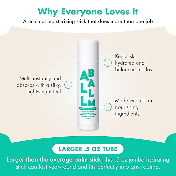 Zizia Spearmint Multi All Balm Stick – Moisturizing and Hydrating Stick for Lips, Hands & Body – with Shea Butter, Jojoba Oil, Aloe Vera, Calendula – Beauty Moisturizer - Travel Essentials - 0.5 oz
