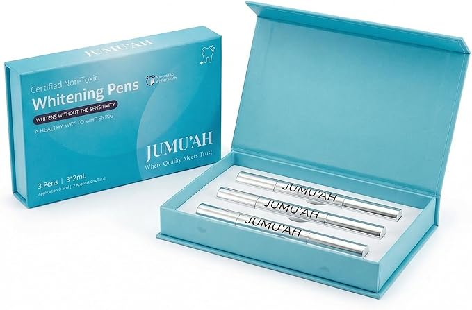 Jumu’ah Teeth Whitening Pen, Enamel Safe - NO Sensitivity - Oral Care Teeth Whitener Pen, Vegan & Gentle on Teeth Professional Stain Removal (Pack of 3)