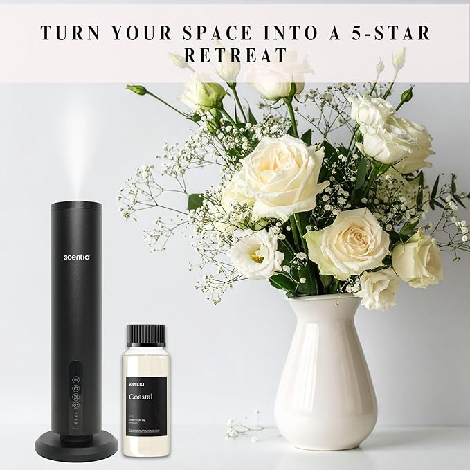 Scentia Coastal Diffuser Oil Inspired by 5-Star Spa Scent - 120 mL 4.06 fl oz - Essential Oil Blend Botanical Jasmine, Bergamot & Fresh Notes for Aromatherapy &Waterless Diffusers