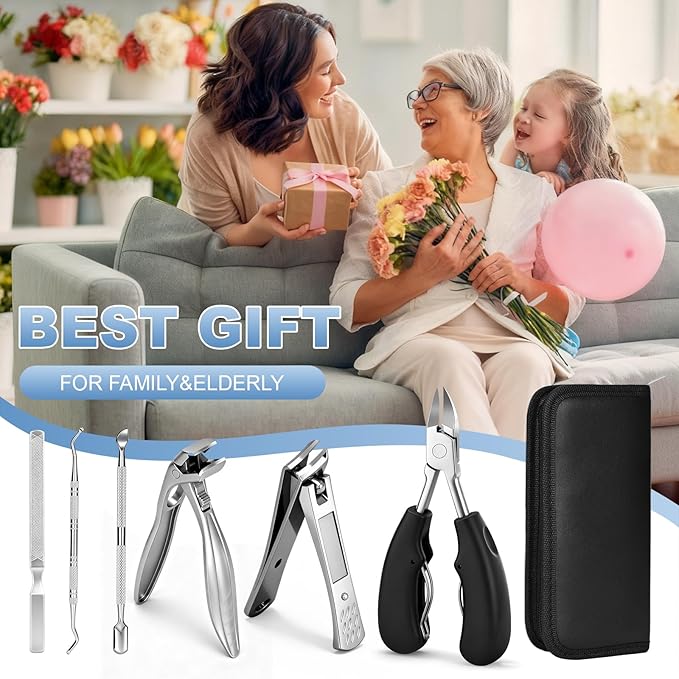 Upgraded Senior-Friendly Heavy-Duty Toenail Clipper, Large-Size Angled Toenail Clipper for Men, Seven-Angle Curved Nail Clippers, Heavy-Duty Wide-Blade Ingrown Toenail Specific Nail Clipper.