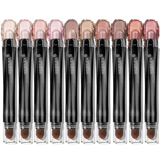 Brown Eyeshadow Stick Makeup Set 10PCS, Neutral Shimmer And Matte Cream Eye Shadow Palette, Metallic Bronze Smoky Eyeliner Brightener Crayon Pencil Kit, Ideal Gift for Women -Love's Gifts