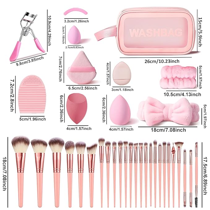 HGHDBT 61Pcs Pink Makeup Brushes Set Professional Makeup Kit Multi-functional Makeup Tool Set with Case Facial Makeup Accessories, Foundation Makeup Brush Kit Eye and Face Make up Brushes & Tools