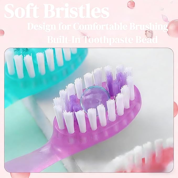 Disposable Travel Toothbrushes with Toothpaste, Individually Wrapped Mini Single Use Toothbrushes, No Water Needed Toothbrushes with Tongue Scraper for Travel, Hotel, Camping (12Packs)