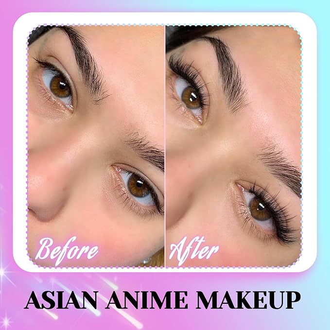 Losha Lashes Natural Manga Lashes 14 Pairs Wispy False Eyelashes Asian Anime Eye Lashes Kit with Lash Glue and Lash Tweezers Soft Fake Eyelashes (Manga)