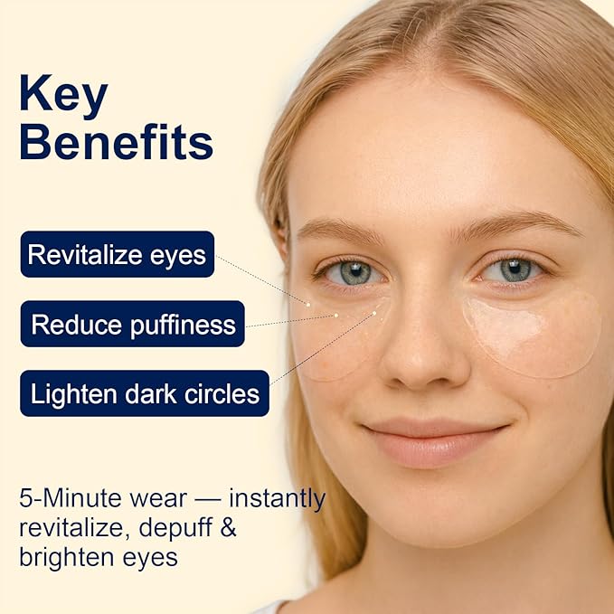 Lunara Under Eye Patches 28 Pairs, 5-Min Energizing Hydrogel Eye Masks with Caffeine Vitamin C Peptides Niacinamide, Refreshing Tired Eye, Includes Two Bonus Eye Serums, Luxury Spa Gifts for Women
