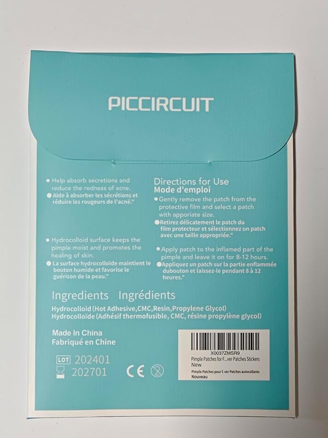 PICcircuit 180 Counts Pimple Patches for Face Hydrocolloid Acne Patches for face Invisible Zit Patches for Face Pimple Patch Acne Spot Treatment Patch Blemish Patches Cover Patches Stickers