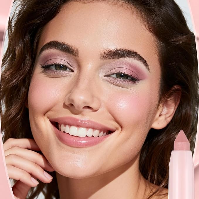 2in1 Cream Eye Shadow Brightener Sticks for Eyes, Neutral Highlighter High Pigmented Makeup with Blending Brush Built-in Sharpener, Long Lasting Eye Makeup sombras en crema para ojos #Gray Rose