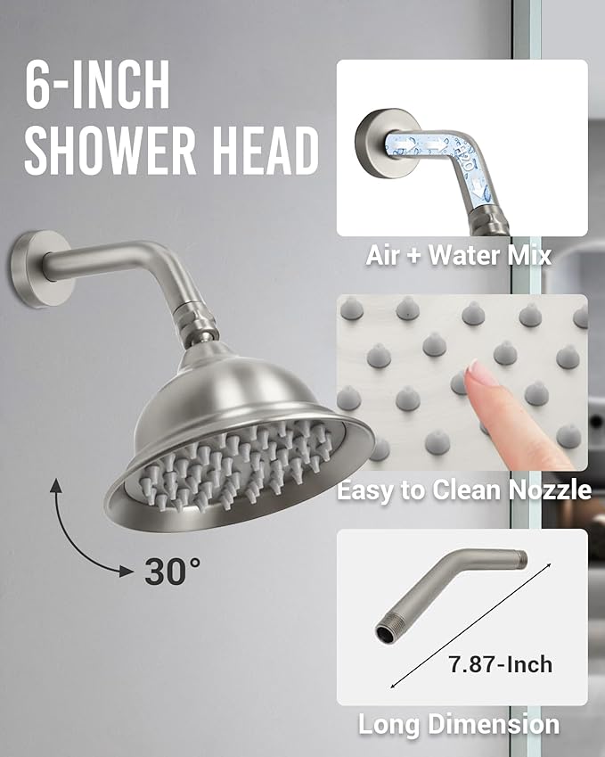 DASAN Antique Dual Shower Head Faucet Set, Dual Rain Shower Head System Complete Double Head Shower Fixture Combo