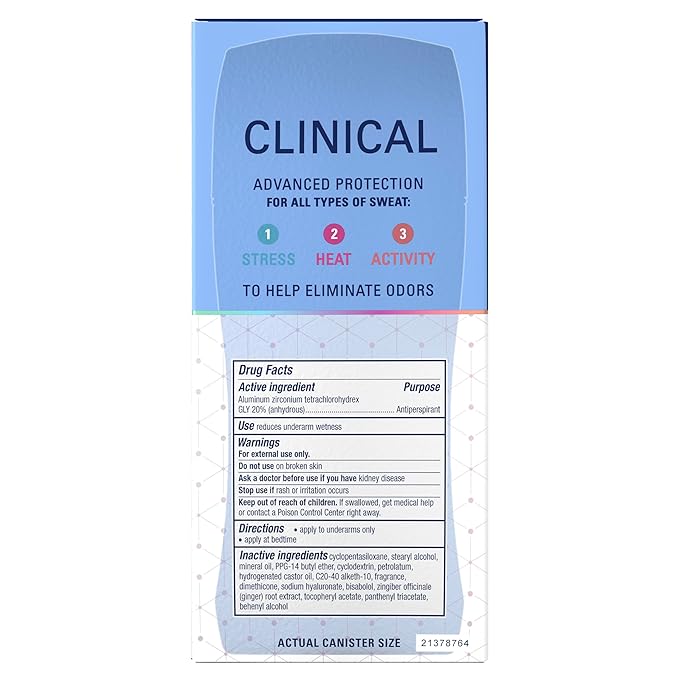 Secret Clinical Strength Antiperspirant Deodorant for Women, 100hr Sweat & Odor Protection, 3X Stress Protection with Hyaluronic Acid, PH Balanced, Invisible Solid, Clean Lavender Scent, 2.6 oz