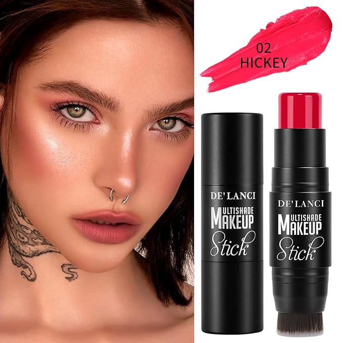 Creamy Blush Stick With Brush for Mature Skin/Lip/Eyes,Lightweight