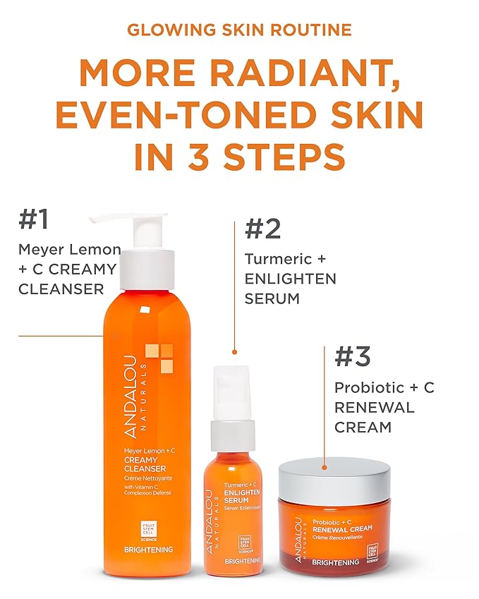 Andalou Naturals Probiotic + Vitamin C Renewal Cream - Complexion Enhancing Hydrating Face Moisturizer - Helps Promote Firmer Skin & More Even Tone - Lightweight, Non-Greasy Formula - 1.7 Oz