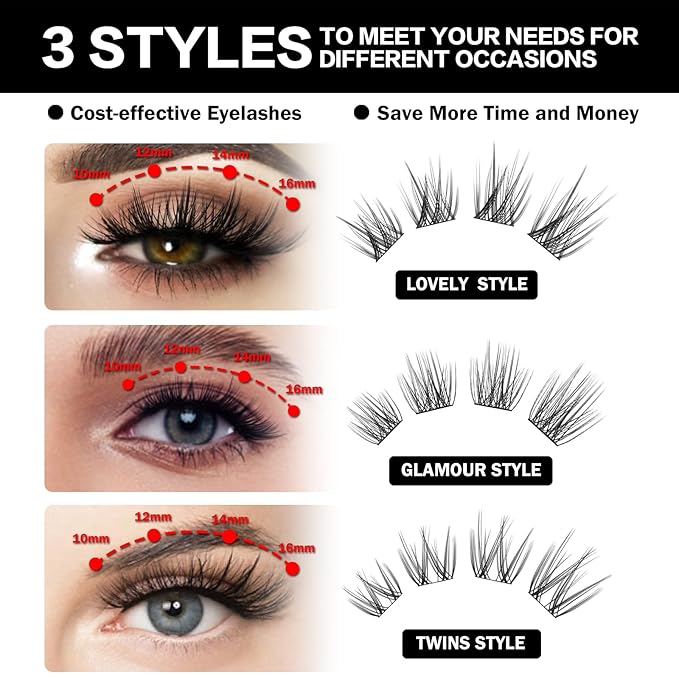 Lash Clusters DIY Eyelash Extension,80 Clusters Lashes 10mm 12mm 14mm 16mm Mix 3D Effect Eyelash,Easy to Apply at Home 14MM CROSS