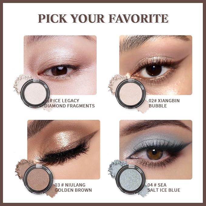Champagne Shimmer Mini Eyeshadow Palette–Pearl Glow Eye Shadow for Inner Corner&Brow Bone, Soft Glam Nude Makeup, Long-Lasting Blendable Shimmer, Travel-Size Single Palette, Paleta de Sombras de Ojos