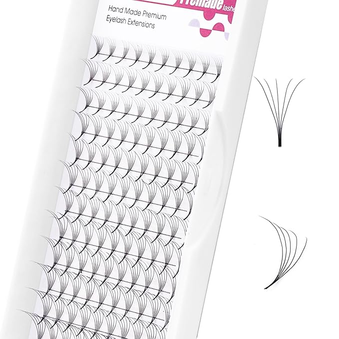 Premade Fan Lashes 0.07C Curl Lash Extension 5D Pre Made Individual Lashes Middle Stem Heat Bonded 8-14mm Premade Volume Eyelash Extension (0.07C-8-14mm)