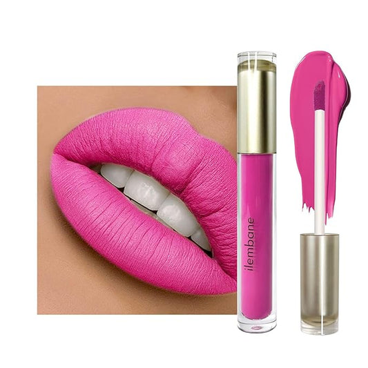 ilembane Pink Matte Liquid Lipstick – Super Stay, Highly Pigmented, Rich Lip Colors, Smudge-Proof, Waterproof, Transfer-Resistant (Fresh Petal)
