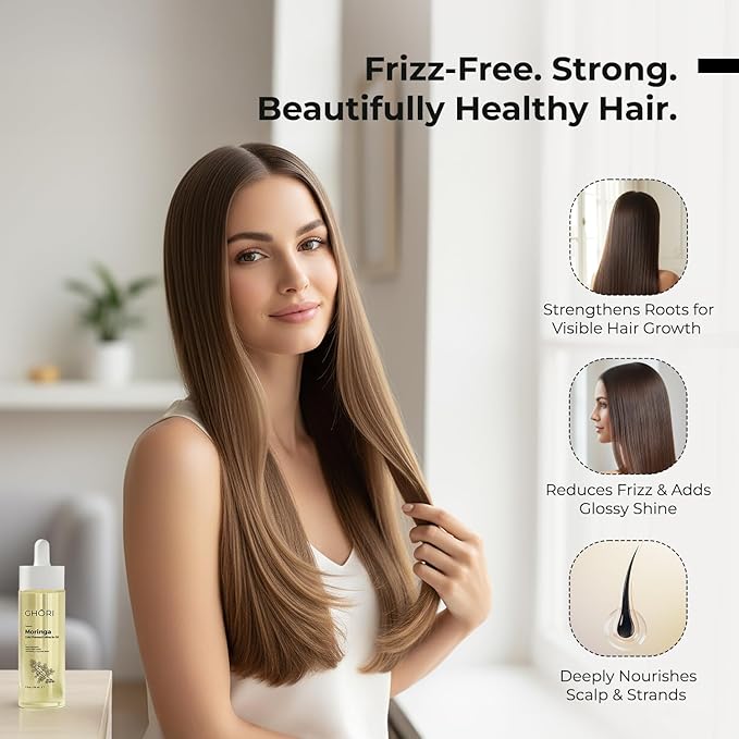 Moringa Cold Pressed Miracle Oil | Hair Growth | Frizz Control | Clear Skin | Rich in Antioxidants & Vitamins | 2 fl oz / 59ml