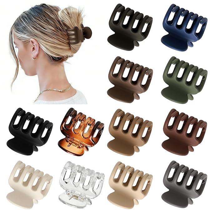12Pcs Hair Clips for Women 1.8 Inch Small Claw Clips for Thin Hair Medium Hair Claw Clips for Thick Hair Accessories for Women Girls (Transparent)
