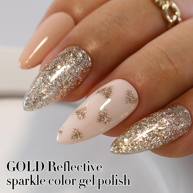 Double Rhythm 15ML Glitter Gel Polish Shimmer Reflective Holographic Color Magnetic for Nail Art Salon DIY at Home (B1117)