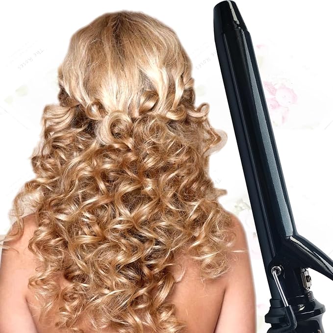 abp 1.25 Inch Curling Iron Extra Long Barrel with Ceramic Coating for Long/Medium Hair,1 1/4 INCH LCD Display Instant Heat up to 450°F with clamp,Hair Style Tool Girls & Women