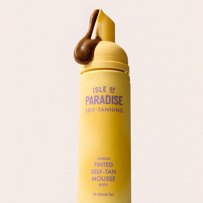 Isle of Paradise Express Tinted Self Tan Mousse, Fast Developing Self Tanner, Vegan Sunless Tanning Foam, Lasts Up to 7 Days, Streak-Free With Tinted Guide Color, 6.76 fl. Oz