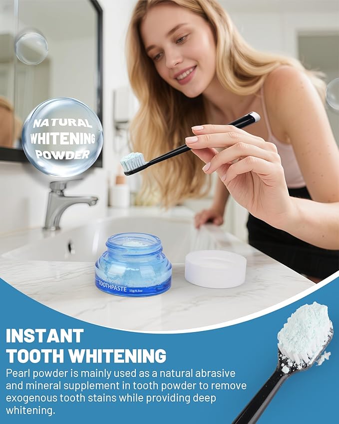 Teeth Whitening Powder, Toothpaste Whitening Powder Stain Removal Without Sensitivity, Natural Teeth Whitener Refreshing Mint Flavor Breath Freshener, 0.5 Ounce (Pack of 1)