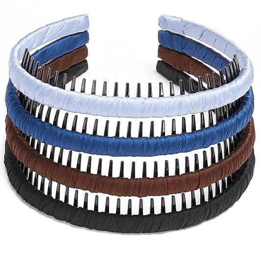 STHUAHE4PC Multicolor Protection Resin Teeth Comb Hair Hoop Hairband Headband Hair Accessories for female by Beauty hair (black+brown+blue+light blue)