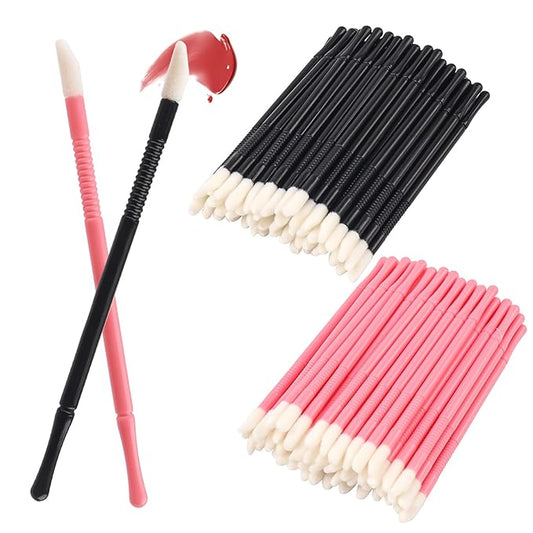100 Pieces Disposable Lip Brushes Premium Lipstick Gloss Wands Applicator Makeup Tool Kits (Mixed 2 color)