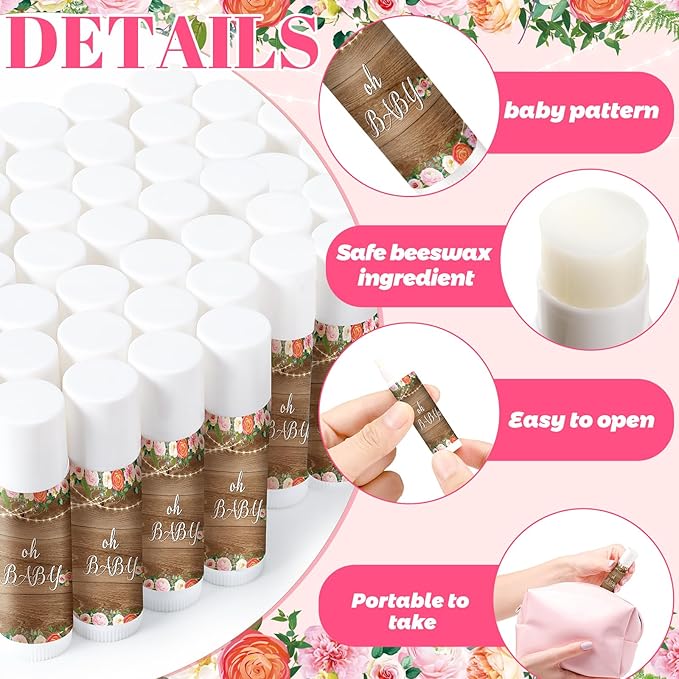 40 Pieces Lip Balm Bulk Baby (Floral)